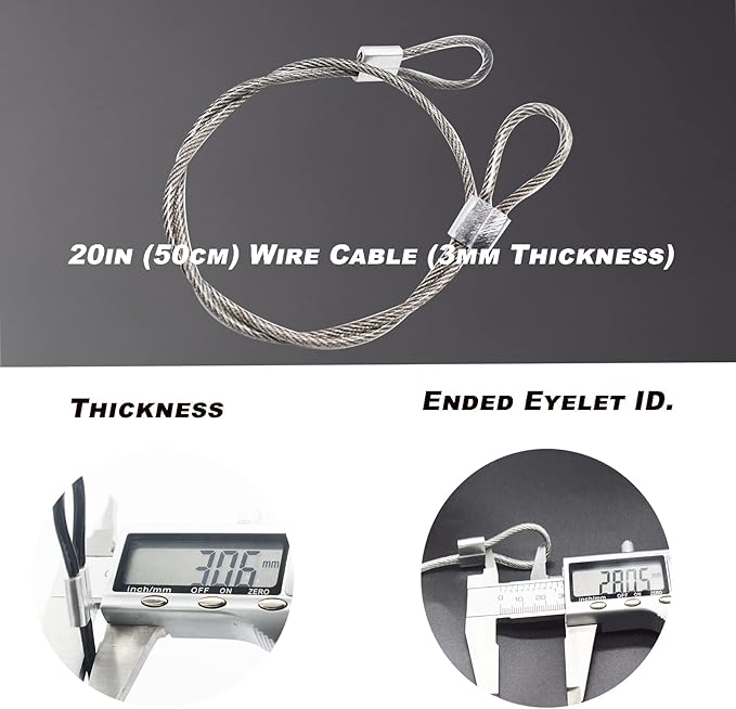 10 pcs 20 inch 3mm Thickness Stainless Steel Wire Cable - Image 2