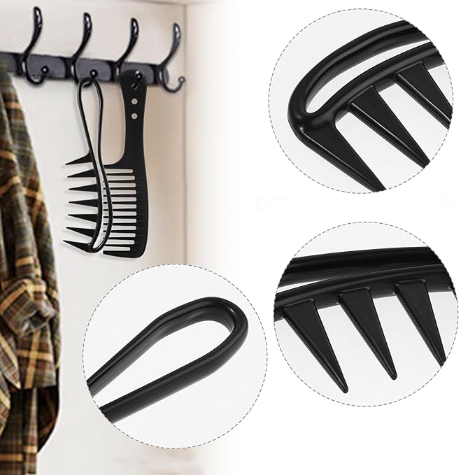 Wide Tooth Comb 2 PCS Curly Knotted Wavy Thick Thin Hair Care Massage Scalp Women Detangling Shower Wig Wet Brushing Large Smooth Grip Handle Detangle Plastic Pick Row Stylist Styling Tool Appliances