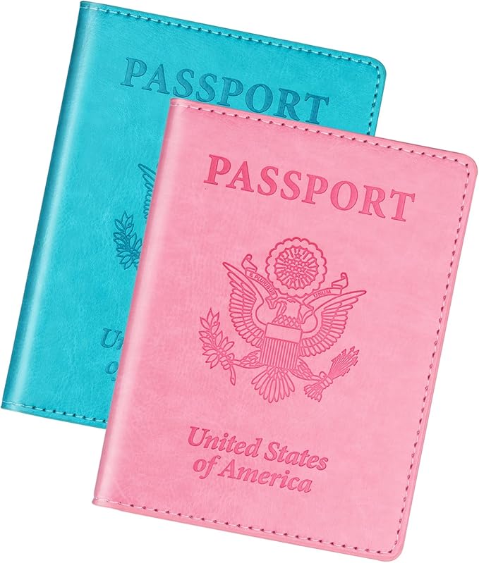 Turquoise & Pink Passport Holder, Cruise Essentials Passport Wallet Cover Case by WelcometoHerain