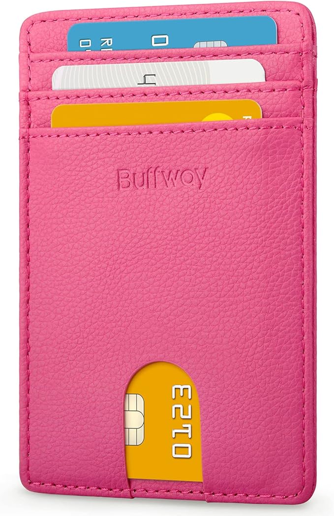 Buffway Mens Slim Wallet, Minimalist Thin Front Pocket Leather Credit Card by Buffway