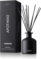 Apotheke Luxury Scented Reed Diffuser for Home, Charcoal - 6.7 Fl Oz Essential Oil Aromatherapy - 10 Rattan Scent Sticks Room Diffuser - Long-Lasting Fragrance for Bedroom, Home, Bathroom