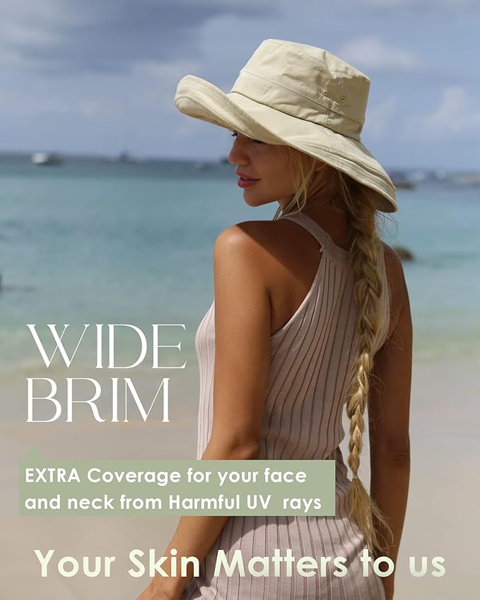 Sun Hats for Women Gardening Hat Wide Brim Ponytail Beach Sun Protection - Image 6