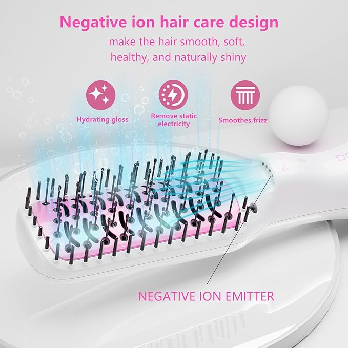DAN Technology 3 in 1 Blow Dryer Brush,Hair Dryer Brush,Paddle BrushBlowDryer,Hair StraightenerBrush,BlowDryerBrush for Black Hair