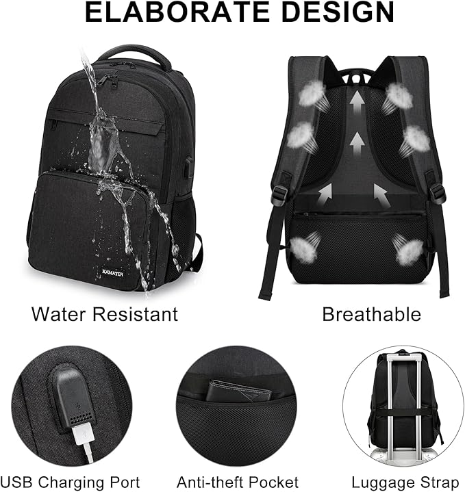 Black Backpack for School, college Backpack for Teens, - Image 5