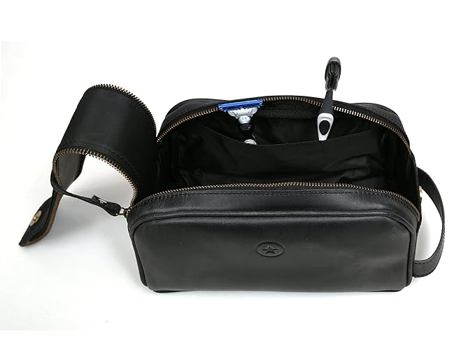 10" Premium Leather Toiletry Travel Pouch - Image 3
