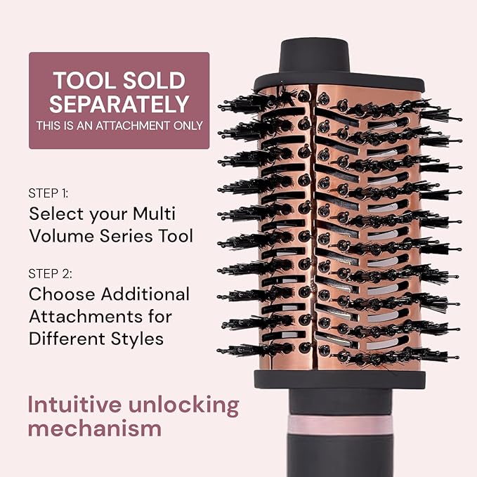 L'ANGE HAIR Multi-Volume Dryer Brush Attachment | Titanium Blow Dryer Brush Barrel for Volumizing & Styling | Tool Sold Separately | Attachment - Black - Teardrop 65mm