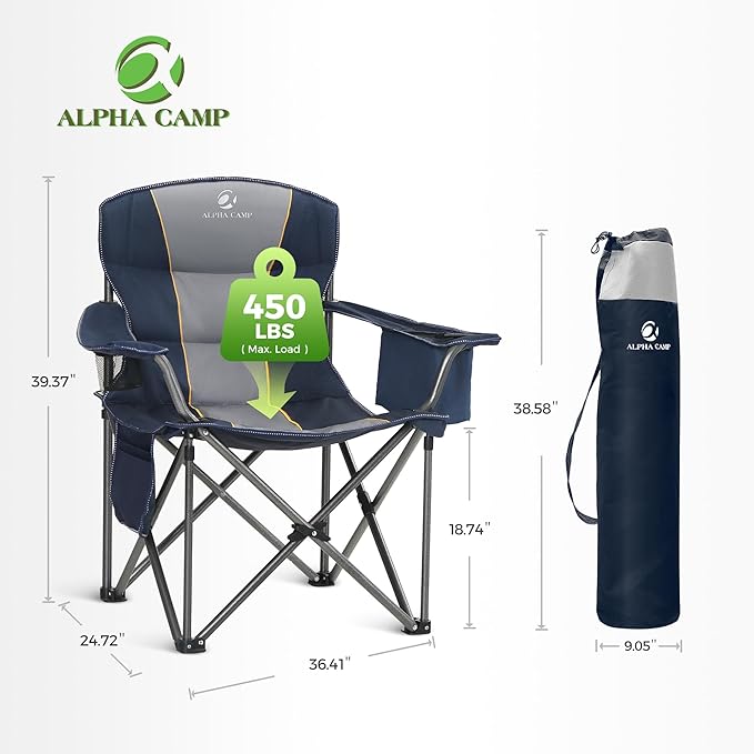 ALPHA CAMP Oversized Camping Chair Heavy Duty Lawn Chair - Image 3
