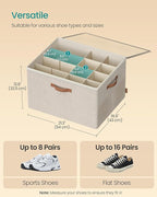 SONGMICS Shoe Organizer for Closet, Shoe Storage Bin, Fits 16 Pairs, Fabric - Image 6