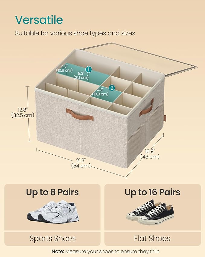 SONGMICS Shoe Organizer for Closet, Shoe Storage Bin, Fits 16 Pairs, Fabric - Image 6