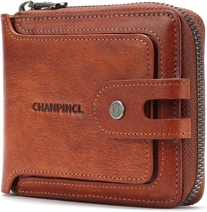 Men's brand buckle driver's license zipper genuine leather wallet, large by Alwaysoneoptionfitforyou