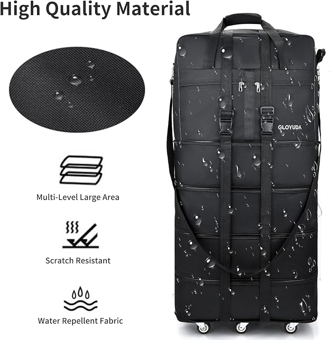 Expandable Foldable Luggage, Rolling Duffle Bag - Image 4