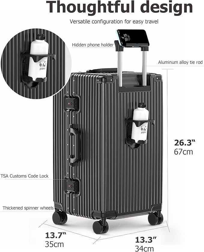 feilario 26in Super Large Captain Aluminum Frame Hardside Spinner Wheels Luggage - Image 4