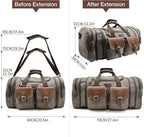 Wildroad 60L Travel Duffel Bag, Expandable Canvas Genuine Leather Duffle Bag - Image 7