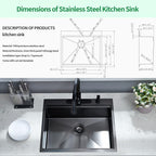25 Kitchen Sink Drop-In Workstation, 25 x 22 Inch Gunmetal Black Stainless - Image 8