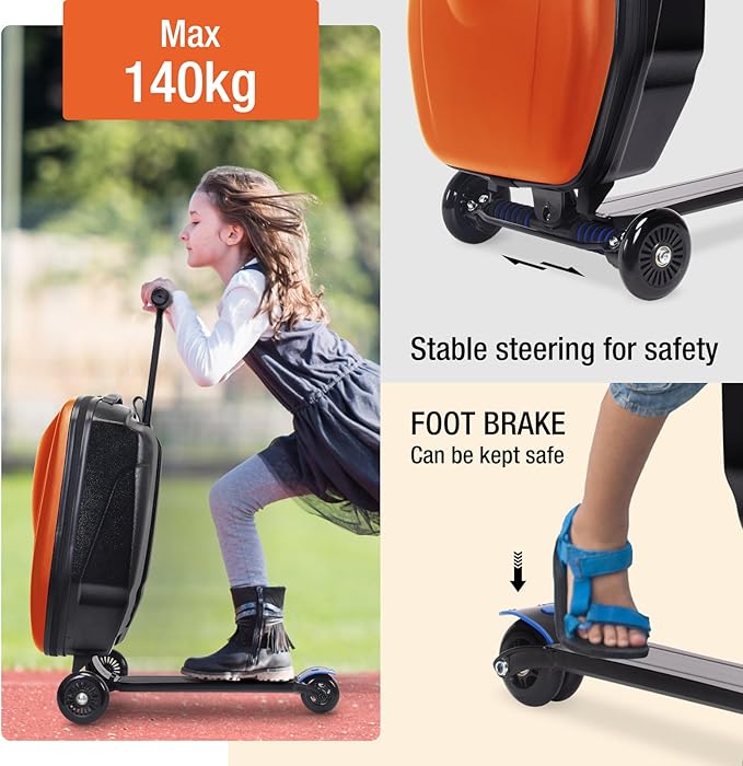 20" Scooter Suitcase for Kids, 2-in-1 Ride On Luggage - Image 3