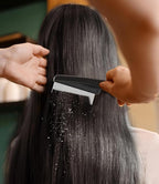Dandruff Comb Fine Tooth Scalp Detox Comb Lice for Women, Men & Kids Stainless Steel Scalp Detoxing, Sweep & Massage Hair Brush Tool for Hair Care (1PC Black)