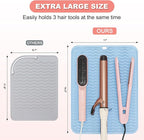 Oversize Silicone Heat Resistant Mat for Curling Irons, Hair Straighteners, Flat Irons and Hot Hair Styling Tools, Portable Wrap Pad Cover for Vanity, Travel, Salon(14.2" x 11.0")