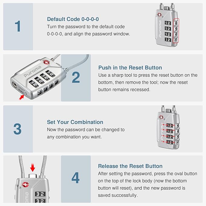 Puroma TSA Approved Luggage Lock, Gym Locker - Image 6