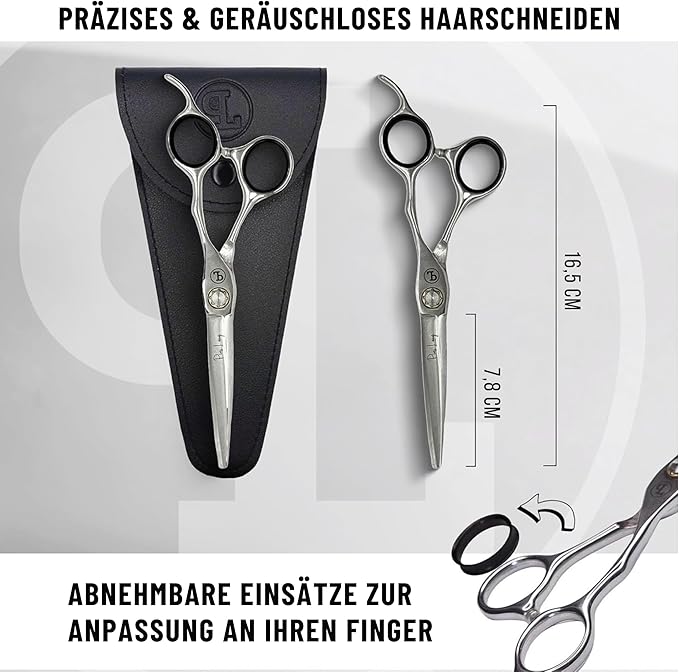 Professional Hair Cutting Scissors 6.5" - German High Carbon Steel Barber Shears with Convex Blades, Ergonomic Design for Salon & Home Use - Pius Lang