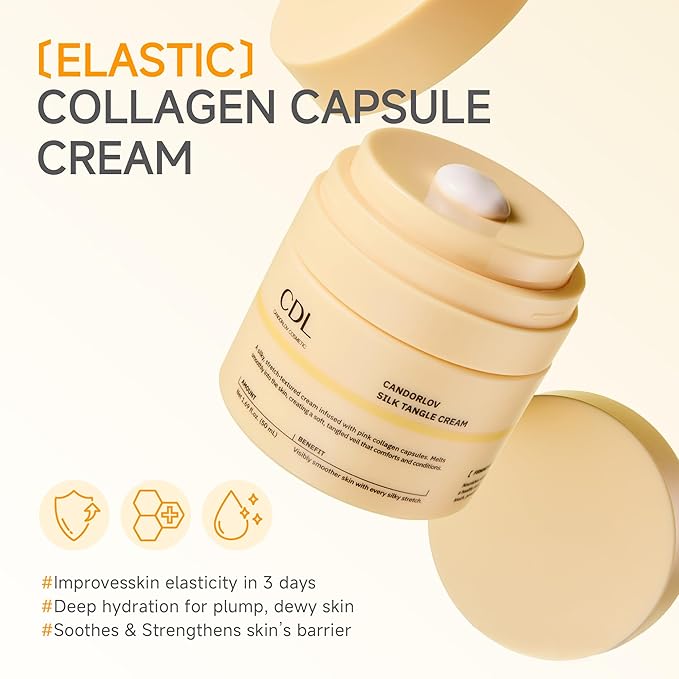 CDL Silk Tangle Collagen Lifting Face Cream - Instant Firming & Plumping for Sagging Skin with Peptides, Ceramide, Deep Hydration with Hyaluronic Acid - Pore Care & Elasticity - Korean Skincare