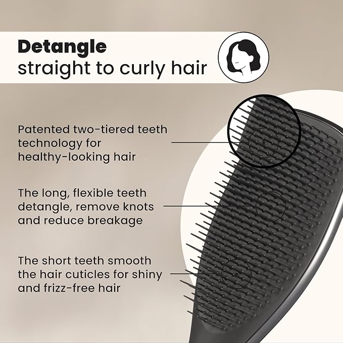 Tangle Teezer Chrome Ultimate Detangler Brush for Wet & Dry Hair, Eliminates Knots & Reduces Breakage for Straight to Curly Hair Types, Gunmetal Silver