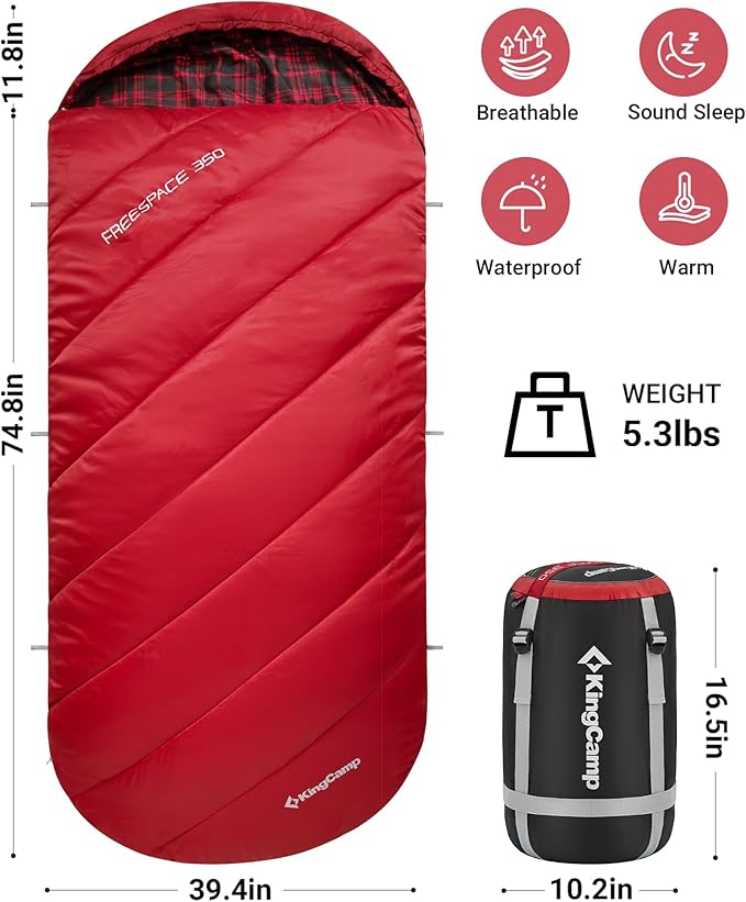 KingCamp Sleeping Bag for Adults, Cold Weather & Warm Extra Wide Big & Tall XL - Image 2