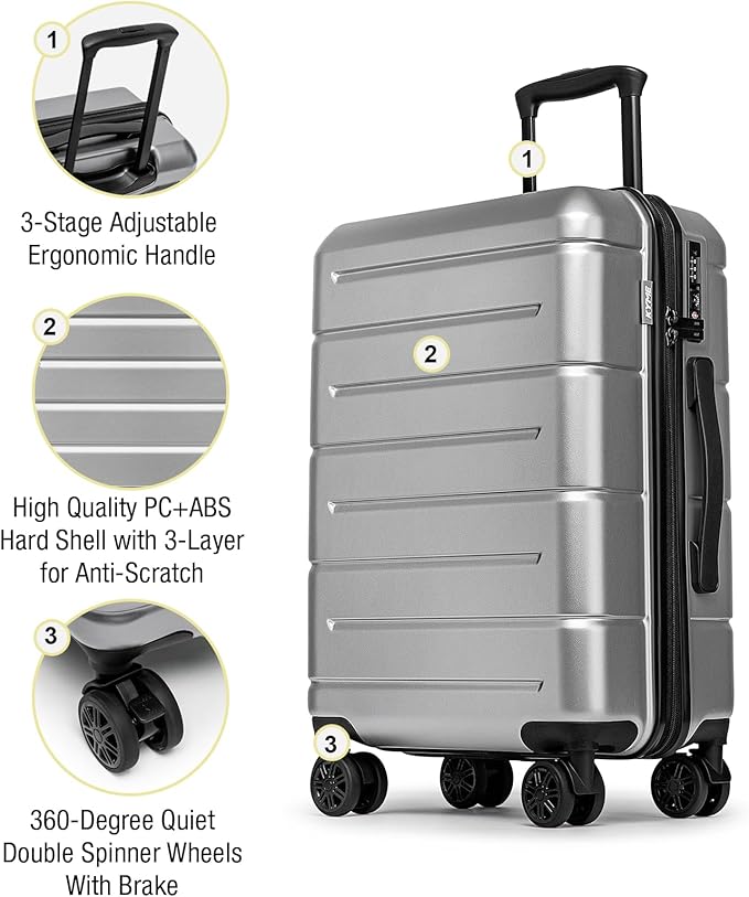 KYME Luggage Sets 3 Piece Hardshell 22in/26in/30in Suitcases - Image 4