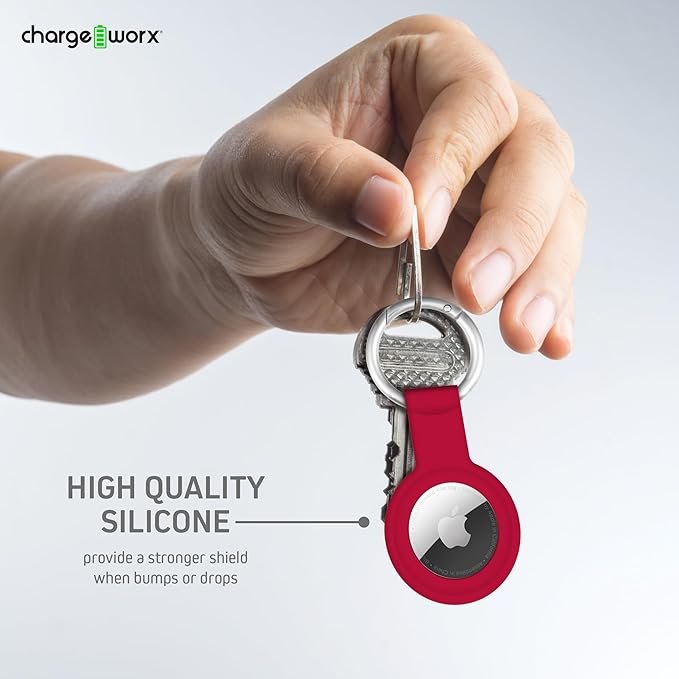 CHARGEWORX Air Tag Holder 4-Pack – Silicone Protective Keychain Holders - Image 6