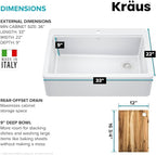 KRAUS Bellucci 33” Workstation Drop In Retrofit Farmhouse Single Bowl Granite - Image 8