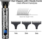 Hair Trimmer for Men, Professional Hair Clippers for Barber, Beard Trimmer for Men, Cordless Edgers Clippers, Ornate Knight T-Blade Close Cutting Trimmer with LCD, Gray
