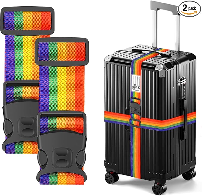 BILIONE Luggage Straps 88 inch Adjustable Suitcase Belt, Lockable Against by BILIONE