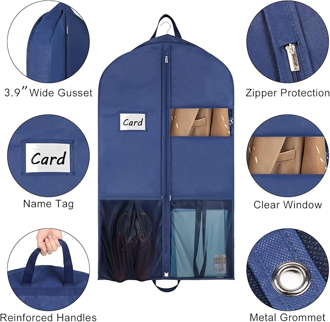 Zilink 43" Suit Bags for Men Travel and Storage Gusseted Garment Bags for - Image 3