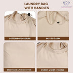 LFH Home Large Premium 100% Cotton Canvas Laundry Bag - Image 3