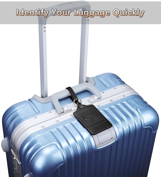 Teskyer Luggage Tags, 3 Pack PU Leather Luggage Tags - Image 8