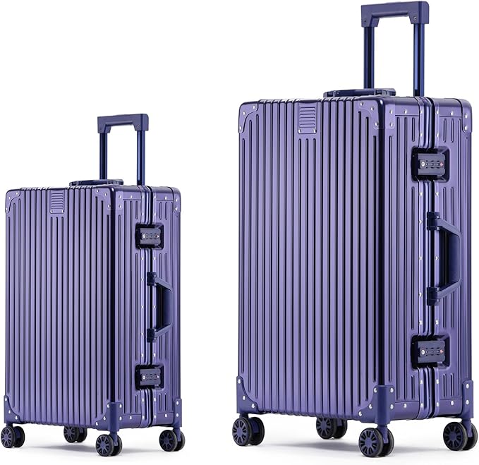 Metal All Aluminum Carry-on Luggage TSA Customs Lock Zipperless Silent Rotary by XZSP+AISU