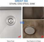 15 x 15 Inch Undermount Kitchen Sink, T-304 Stainless Steel Handmade Single - Image 7