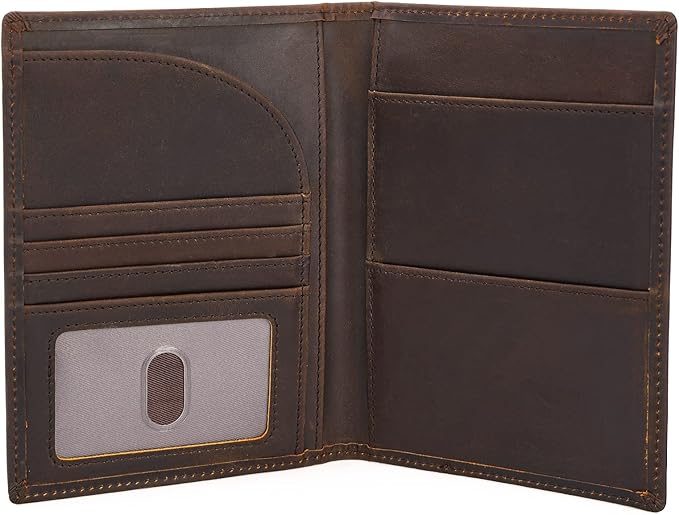 Polare Full Grain Leather Passport Holder RFID Blocking Travel Bifold Wallet - Image 4