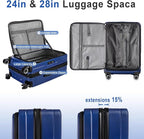 Luggage Sets 3 Piece, ABS Lightweight 20in/24in/28in Luggage, Expandable Carry - Image 3