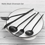 Matte Black Silverware Set, VANVRO 60-Piece Stainless Steel Flatware Set - Image 3