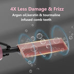 500 Degree Temperature Adjustable Ceramic Heat Comb with 60 min Shut Off - Plug-in Electric Straightener for Wigs and Natural Black Hair, Pink