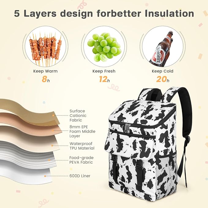 Cooler Backpack Soft Insulated Leak Proof 30 Cans Insulated Backpack Cooler - Image 5