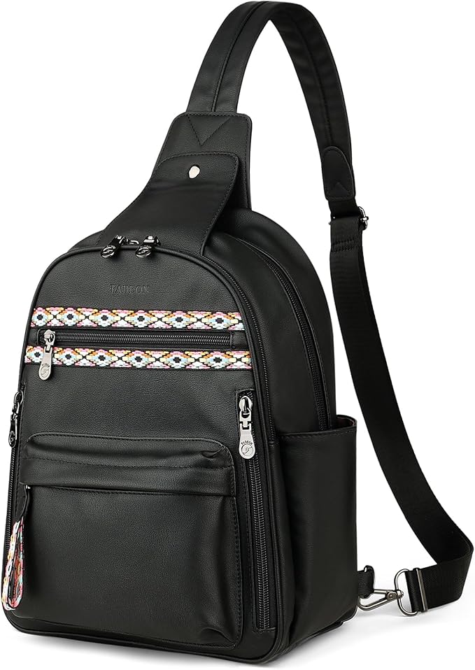 FADEON Large Sling Bag for Women, Leather Crossbody Purse Designer Anti Theft - Image 8