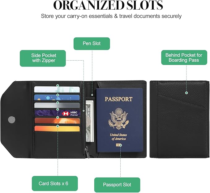 Leather Passport Holder for Travel, Passport Book Holder，Rfid Blocking Travel - Image 6