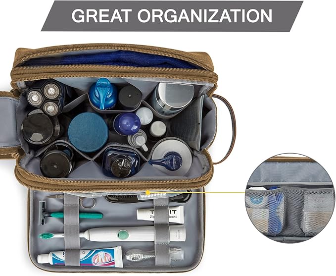 BAGSMART Toiletry Bag for Men, Canvas Travel Toiletry Organizer Dopp Kit - Image 2