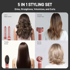 5 in 1 High-Speed Hot Air Styler - Professional Frizz-Free Hair Dryer Brush, Fast Drying Hair Dryer, No Heat Damage Air Styler Wrap - Curl, Volumize, Straighten with Travel Bag Gift for Women