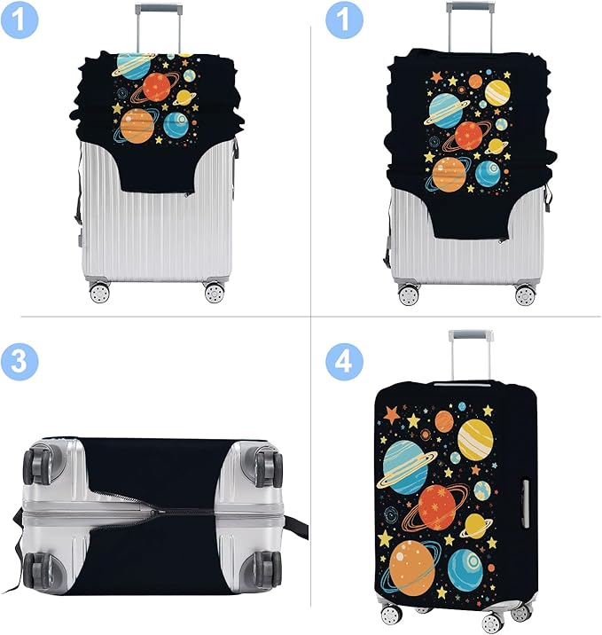 Planet Luggage Cover Washable Suitcase Protector Anti-Scratch, Stretchable Fit - Image 4