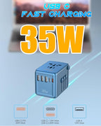 35W PD Universal Travel Adapter Fast Charging Offers 3X2.4A USB-A Ports - Image 2
