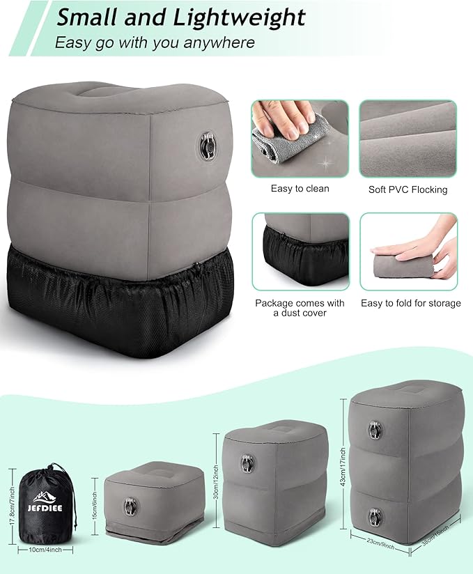 JefDiee Inflatable Travel Foot Rest Pillow, Kids Airplane Bed, Adjustable 3 - Image 3