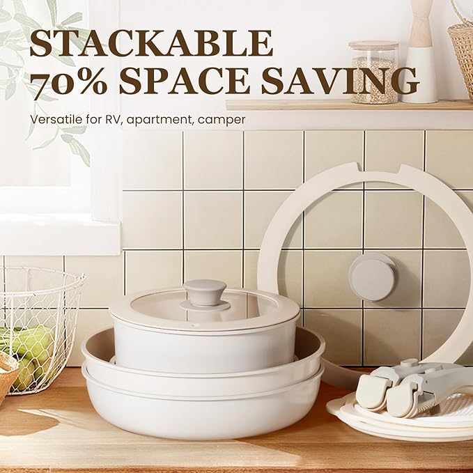 KIKCOIN Ceramic Cookware Set, 20 Pack Nonstick Pots and Pans Set - Image 7