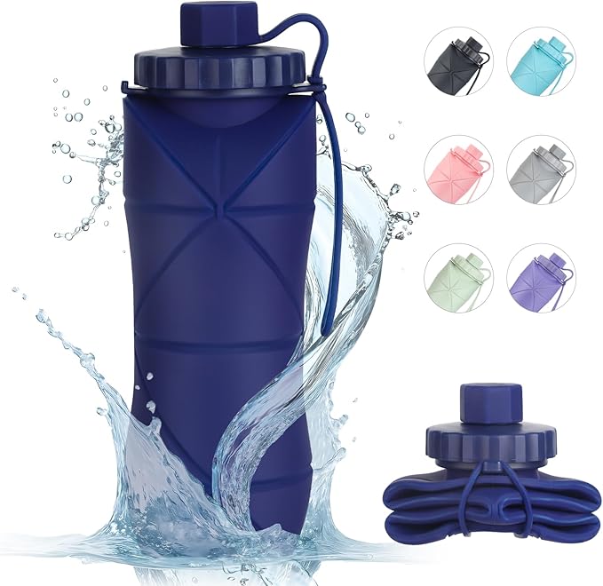 YCT Collapsible Silicone Travel Water Bottle 20oz, Reuseable Leakproof BPA Free - Image 2